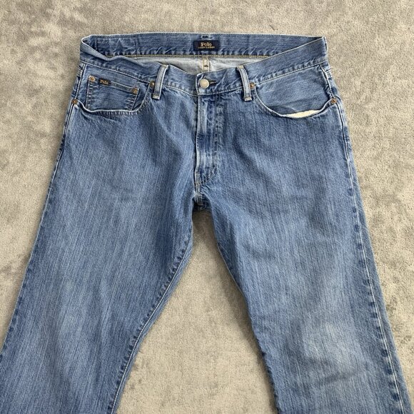 Polo Ralph Lauren Jeans Men 34x29” Blue Wash Cotton Hampton Relaxed Straight - Picture 9 of 15